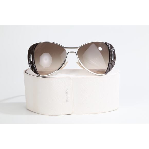 PRADA SPR60S Brown Silver Orange Gradient Sunglasses Aviator Designer Unisex - Picture 4 of 13